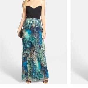 Cross Panel Print Skirt Gown